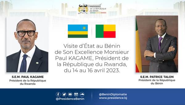 Le Président Kagame en visite d’Etat au Bénin du 14 au 16 avril 2023