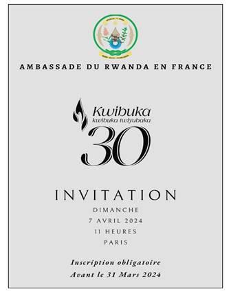 AMBASSADE DU RWANDA EN FRANCE-INVITATION